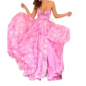 NEW AVA PRESLEY strapless beaded formal gown in pink